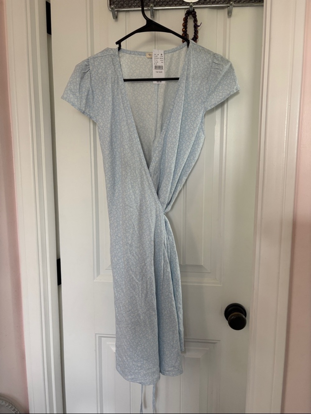 Brandy Melville Light Blue Floral Wrap Dress